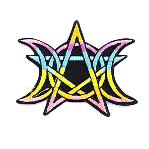 Rainbow Triple Moon Pentagram Patch