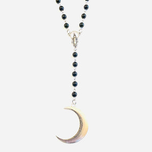 Moon and Mary Rosary Style Necklace