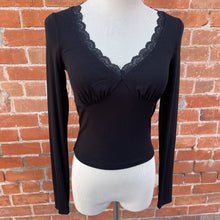 Load image into Gallery viewer, Black Long Sleeve Top With Lace Detail
