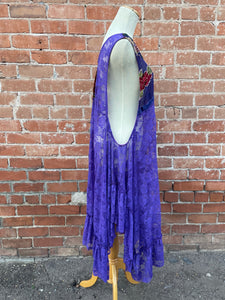 Peacock Purple Sleeveless Lace Dress