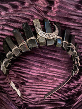 Load image into Gallery viewer, Crescent Black Crystal Tiara Headband
