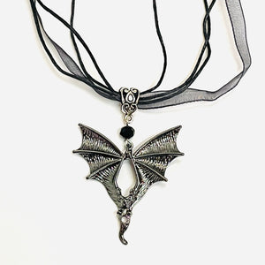 Vampire Bat on Ribbons Necklace