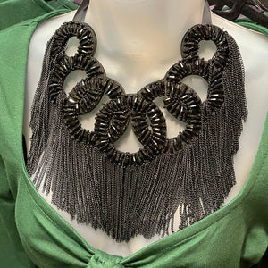 Black Circles and Chain Statement Collar