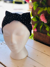 Load image into Gallery viewer, Headband Black with small White Polka Dots
