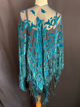 Load image into Gallery viewer, Teal Triangle Sleeved Shawl

