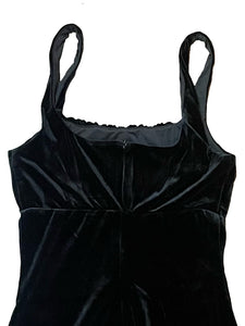 Ruched Bust Black Velvet Mini Dress