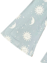Load image into Gallery viewer, Baby Blue Moon and Sun Print Bell Bottom Leggings
