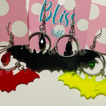Load image into Gallery viewer, Bat and Teardrop Stone Acrylic Earrings- More Styles Available!
