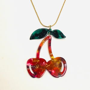 Resin Cherry Statement Necklace