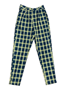 Blue and Yellow Plaid Cigarette Pants