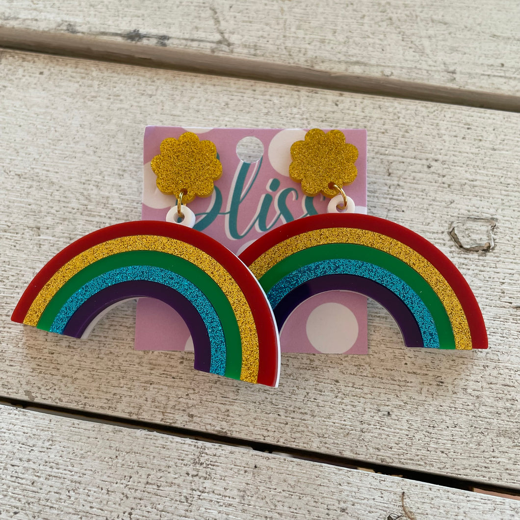 Classic Rainbow Acrylic Statement Earrings