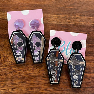 Reaper Coffin Acrylic Statement Earrings- More Styles Available!