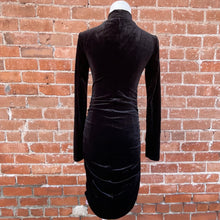 Load image into Gallery viewer, Black Velvet Mock Neck Long Sleeve Mini Dress

