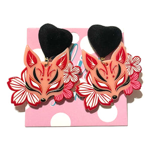 Kitsune Pink Acrylic Statement Earrings