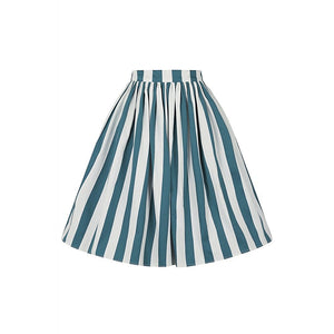 Rosie Green and White Striped Swing Skirt- HAS POCKETS!