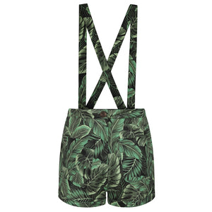 Kelsie Tropics Monsterra Palm Overall Shorts