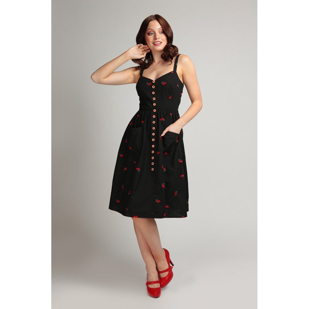 Kimberly Cherry Embroidered Mini Swing Dress- BACK IN STOCK!