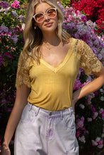 Load image into Gallery viewer, Yellow Sweetheart Confession Lace Sleeve and Lace Trim Top

