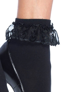 Lace Ruffle Black Ankle Socks
