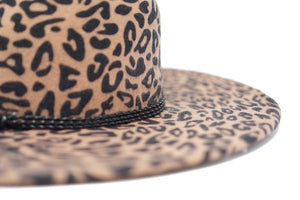 Leopard Felt Wide Brim Hat