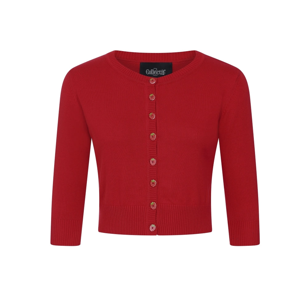 Lucy Strawberry Button Cardigan