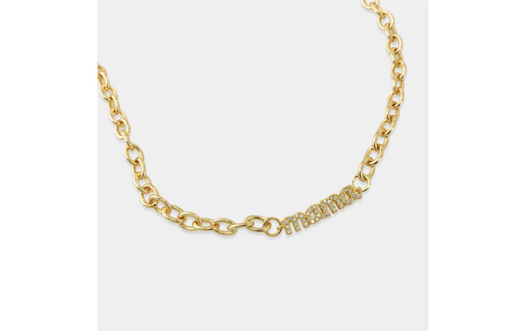 Mama Pave Stone Necklace- More Finishes Available!