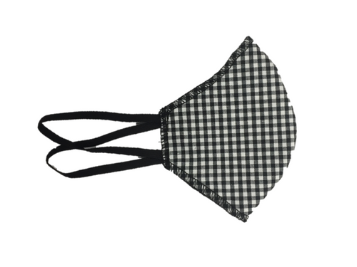 black and white gingham cotton mask