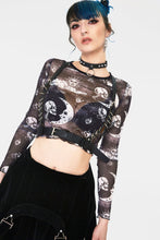 Load image into Gallery viewer, Celestial Fortune Teller Mesh Crop Top
