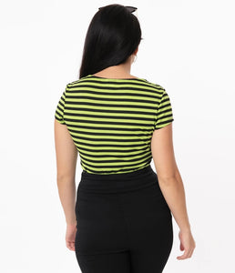 Neon Green and Black Stripe Rosemary Top