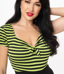 Neon Green and Black Stripe Rosemary Top
