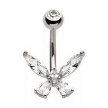 Load image into Gallery viewer, Dainty Crystal Butterfly Belly Ring
