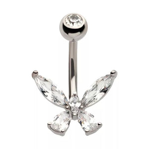 Dainty Crystal Butterfly Belly Ring