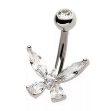 Load image into Gallery viewer, Dainty Crystal Butterfly Belly Ring
