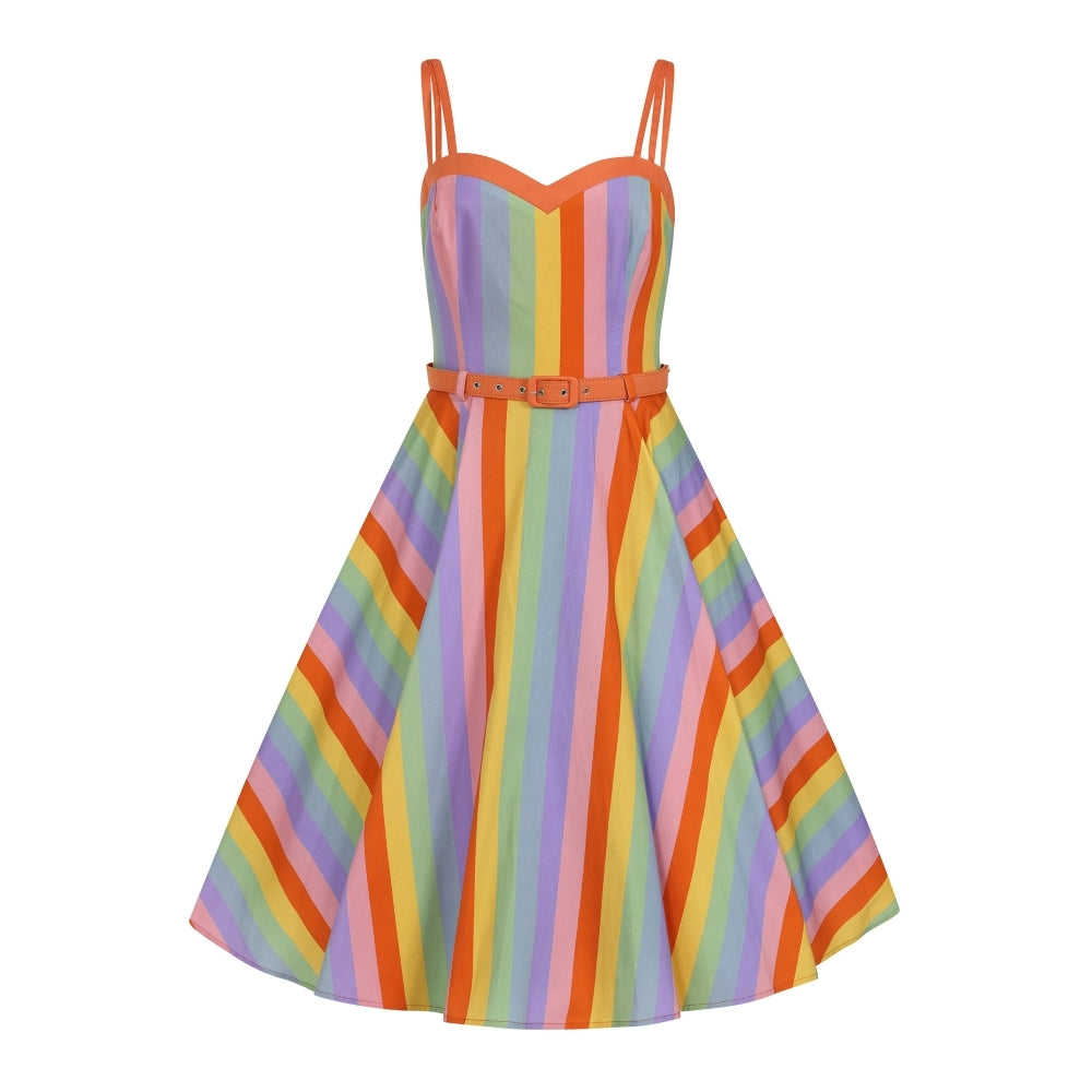 retro rainbow dress Rainbow Pride 1970s Retro Disco Font Disco Music A-Line Dress by DeborahCamp