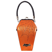 Load image into Gallery viewer, Coffin Sparkle Purse- Black and Orange
