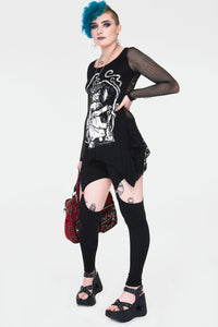 Séance Cat Tunic Top with Skull Lace Mesh Back