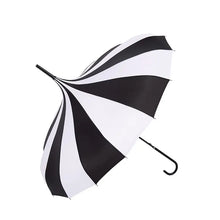 Load image into Gallery viewer, White and Black Striped Pagoda Umbrella

