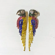 crystal parrot earrings bling pink yellow blue