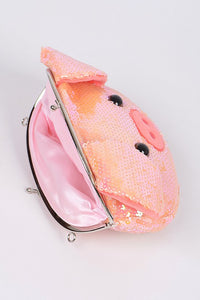 Pretty Sequin Piggy Kisslock Purse