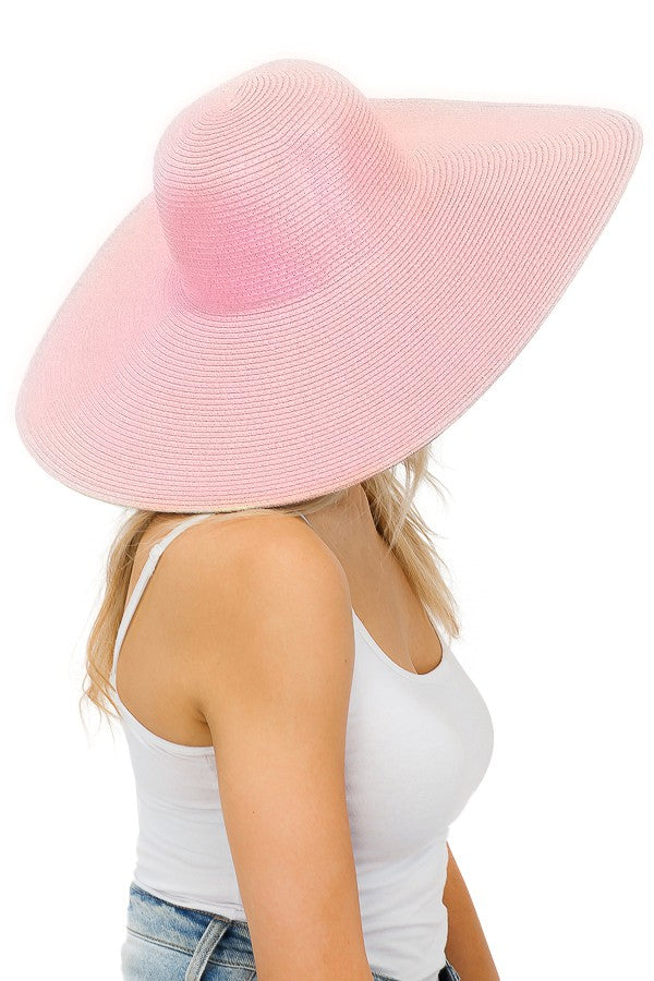 Pink Tight Weave Heavy Brim Floppy Hat