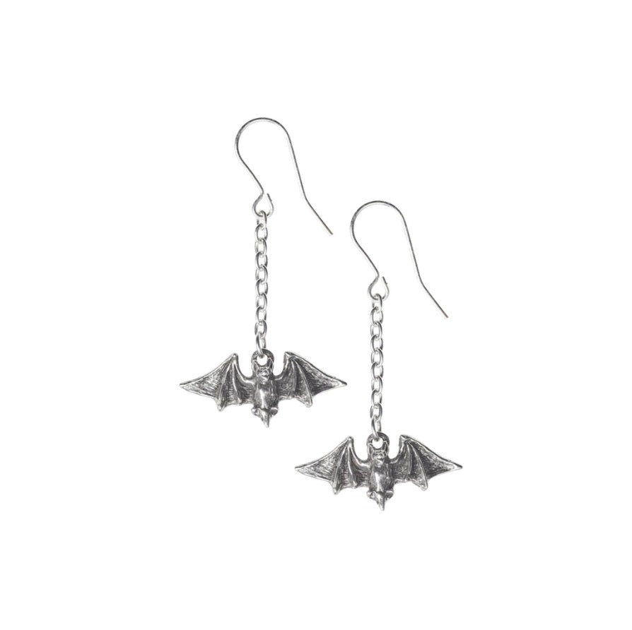 Dainty Silver Flying Bat Earrings