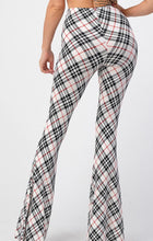 Load image into Gallery viewer, Ivory Plaid Print Bell Bottom Leggings
