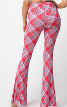 Load image into Gallery viewer, Pink Plaid Bell Bottom Leggings
