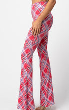 Load image into Gallery viewer, Pink Plaid Bell Bottom Leggings
