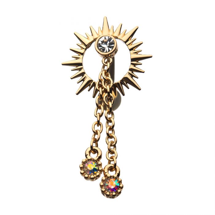 Sun Circle with Staggered Dangles Belly Ring