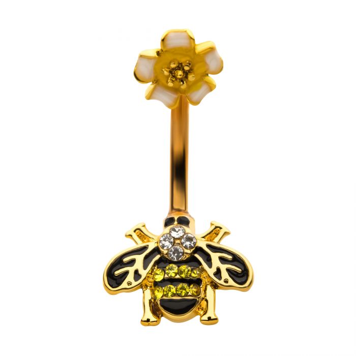 Bee and Flower Belly Ring