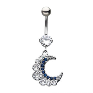 Crescent Moon Dangle Belly Ring