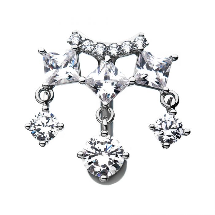 Top Down Triple Square Gem Chandelier Belly Ring