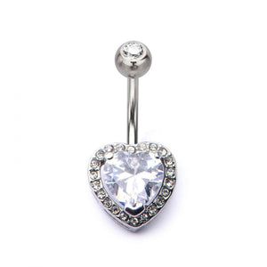 Haloed Fixed Floating Heart Belly Ring