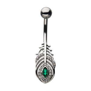 Peacock Feather Belly Ring